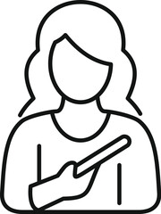 Poster - simple linear icon of a female teacher holding a pointer stick, perfect for educational or teaching 