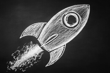 Aufkleber - A simple illustration of a spaceship in monochrome tones