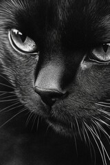 Aufkleber - A close-up view of a black cat's facial features, suitable for use in pet-related or nature-inspired designs