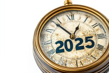 Poster - A close-up shot of a clock's face on a white background