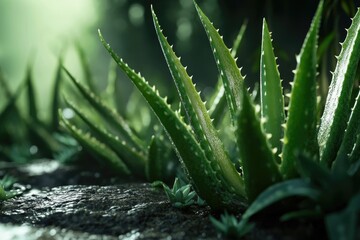 Poster - A close-up shot of a plant growing out of a rocky surface