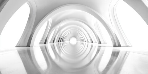 Poster - A black and white photo of a tunnel in a building, ideal for use as a background or for architectural projects