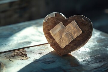 Poster - A wooden heart with a piece of tape on it, great for DIY or crafting projects