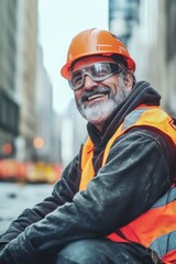 Poster - A person in a hard hat and safety vest preparing for construction work, great for use in workplace or industry-related contexts