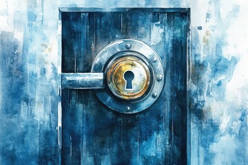 Poster - A whimsical illustration of a door with a keyhole, perfect for use in fantasy or adventure-themed designs