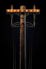 Poster - A wooden pole with string lights on top