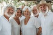 © Andrii Zastrozhnov - A group of older people are smiling for the camera. They are all wearing white shirts and hats