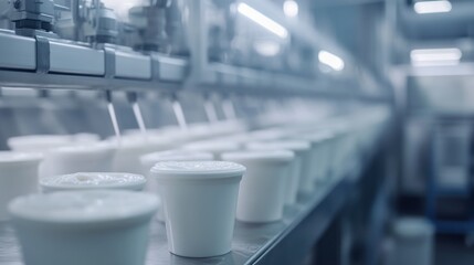 Poster - Row of cups on a countertop, perfect for food styling or displaying drinks