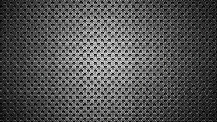Poster - Metallic Grid Pattern with Repeating Circular Perforations