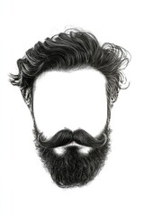 Poster - A close-up portrait of a bearded man in monochrome