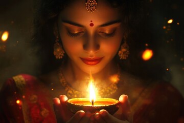 Aufkleber - A person holds a lit candle in their hands