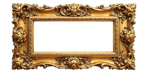 Poster - Ornate Gilded Frame with Intricate Carvings and a Blank Canvas for Artistic Expression