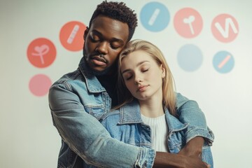 Poster - A man and a woman sharing an intimate moment, embracing each other