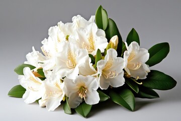 Poster - A bouquet of white flowers with green leaves