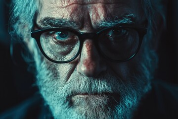 Poster - Portrait of a man with glasses and beard, suitable for use in professional or personal contexts