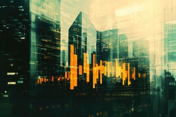 Poster - Urban landscape with many skyscrapers, perfect for business or architecture uses