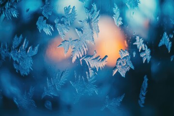 Poster - Frozen crystals on a window pane