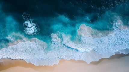 Wall Mural - ocean breaks on shore: a captivating image of ocean waves breaking on the shore, capturing the rhyth