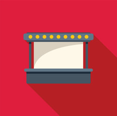 Poster - street food stall with big empty white banner for your advertisement is projecting long shadow on re