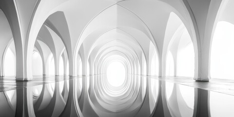 Poster - A simple hallway with a long corridor and doors