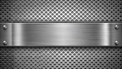 Brushed Metal Plate Over Circular Perforated Sheet