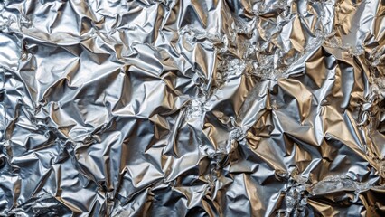 Poster - Abstract Texture of Crumpled Aluminum Foil with Reflective Surface