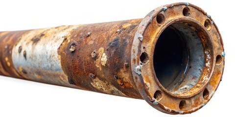 Poster - A weathered steel pipe with a rusted flange showing signs of wear and tear