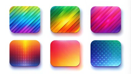 Poster - colorful gradient square buttons with geometric patterns and shadows