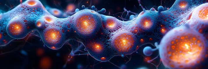 Poster - Breathtaking microscopic image showcasing the intricate and vibrant structures of cells,microorganisms,and molecular biology.