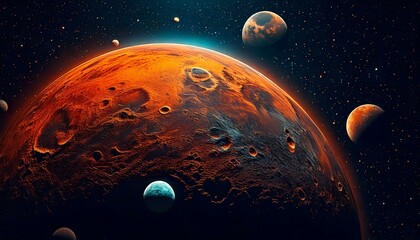 Wall Mural - Abstract planets and space background