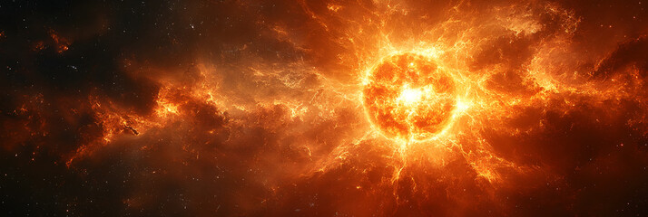 Aufkleber - Cataclysmic Cosmic Explosion:A Powerful Supernova Eruption Engulfing the Universe in Fiery Chaos and Apocalyptic Destruction. Intense,Dramatic.