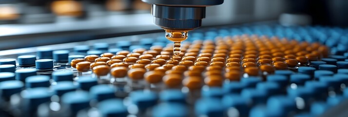 Poster - Close-up view of metal parts manufacturing process with robotic arm performing precision industrial assembly work on a modern production line with various machinery and tools in a high-tech factory