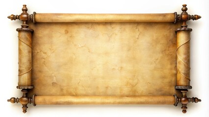 Aufkleber - A weathered and aged parchment scroll with wooden rollers, ready to hold ancient secrets or modern narratives.