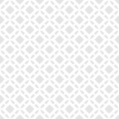 Poster - Subtle grid ornament. Vector abstract light gray and white geometric seamless pattern with lattice, diamond shapes, flower silhouettes. Simple minimal background texture. Elegant repeated geo design