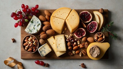 Wall Mural - holiday charcuterie board flat lay aesthetic setup for ads background