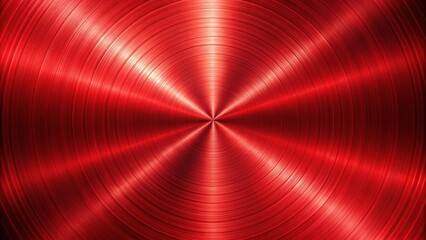 Poster - Abstract Circular Red Metallic Texture with Concentric Lines and Radiating Light