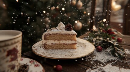 Poster - A piece of cake sitting on a plate on a table