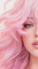 Wall Mural - A close up of a woman with pink hair