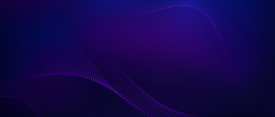 Poster - Dots and lines wave, on abstract blue technology background