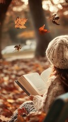 Canvas Print - A person sitting on a bench reading a book