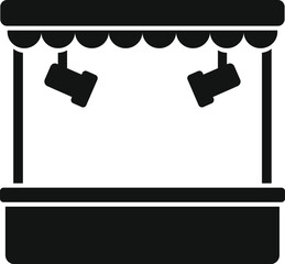Poster - Simple vector icon of an empty food stall illuminated by spotlights