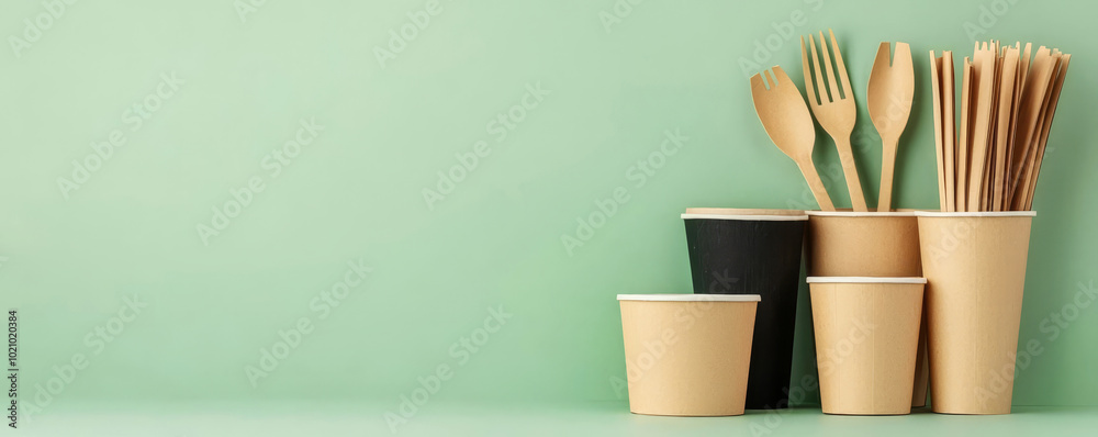 Eco paper utensils and disposable tableware, food containers, paper ...
