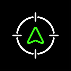 Fototapete - Track live location, Target current location vector icon in line style design for website, app, UI, isolated on black background. Editable stroke. Vector illustration.