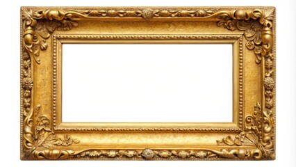 Poster - Ornate Gold Picture Frame with Intricate Carvings and Gilding