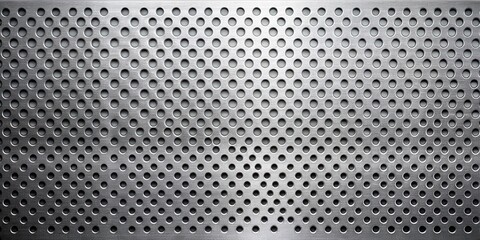 Poster - silver metallic sheet with perforated circular holes