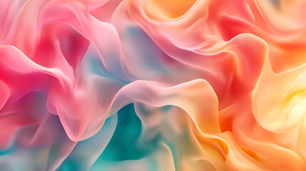 Poster - An abstract background with flowing, colorful shapes that resemble fabric or liquid forms, creating an ethereal and dreamy atmosphere. 