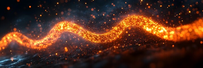 Poster - Mesmerizing Waves of Luminous Particles Dancing in a Dynamic Energy Field:An Abstract Visualization of Vibrant,Electrifying Motion and Radiant Illumination