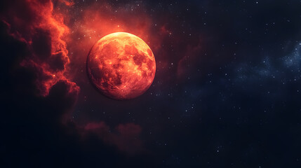 red moon on dark background: the red moon set against a dark background