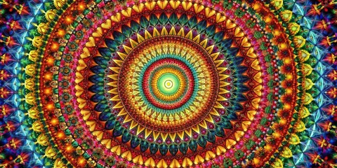 Aufkleber - A Kaleidoscope of Colors in a Circular Pattern, Creating a Stunning Visual Display of Geometric Shapes and Vivid Hues