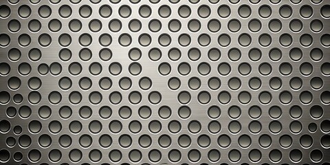 Poster - A pattern of circular cutouts on a metallic surface, revealing a contrasting background through the openings.